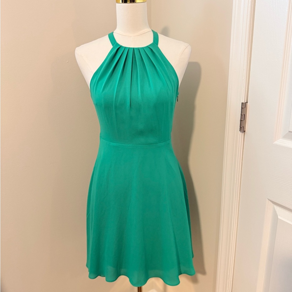 Express Fit and Flare Halter Dress with Open Back